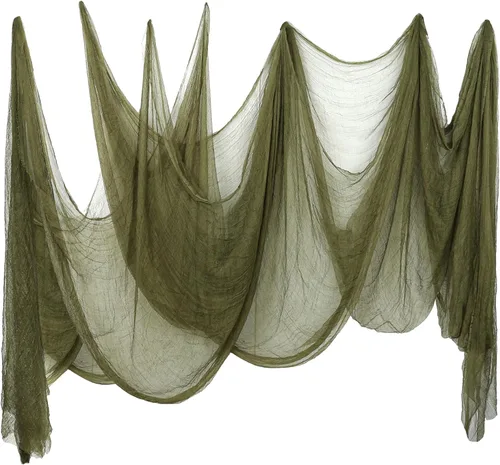 Vista 9 de Whaline Tela espeluznante blanca de Halloween de 197 x 87 pulgadas, ropa de gasa espeluznante, decoración de Halloween para casas embrujadas
