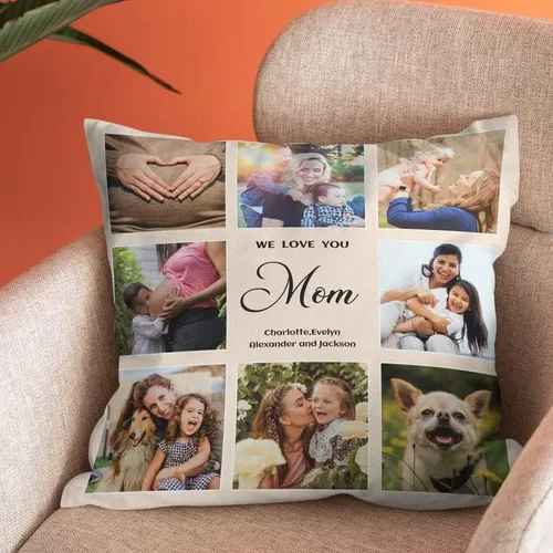Vista 5 de Bivei Funda de almohada personalizada con imagen y texto, almohada decorativa personalizada para mamá, funda de almohada personalizada para fotos