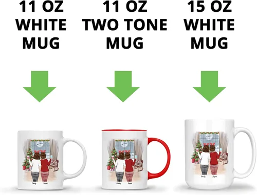 Vista 5 de Gossby Taza de café de Navidad personalizada para amigas, regalos de amistad personalizados para mujeres con diseño, nombre, regalos de mujer