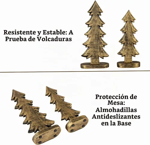 Vista 5 de Mie Creations Juego de 2 figuras de árbol de Navidad, decoraciones rústicas de Navidad para el hogar, sala de estar, centro de mesa, repisa