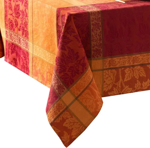 Vista 7 de Elrene Home Fashions Mantel redondo de algodón jacquard con hojas de arce para otoño/cosecha/Acción de Gracias, 70 x 70 pulgadas