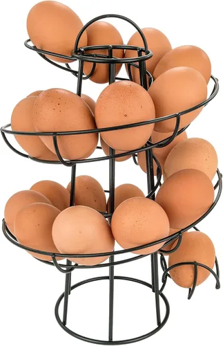 Vista 2 de Southern Homewares tobogán para huevos, dispensador en espiral con diseño moderno de primera calidad, se puede colgar, plateado, Negro
