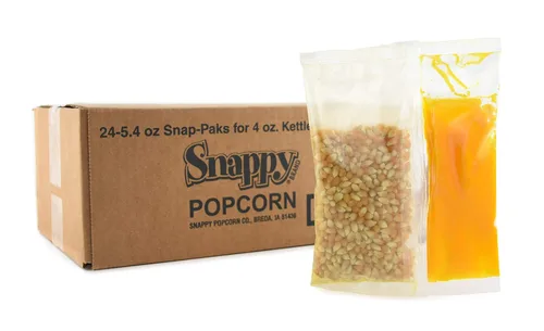 Vista 6 de Snappy Snap-Paks - Paquetes de porciones de palomitas todo en uno para máquina popping de 6 onzas, granos, aceite y sal, 24