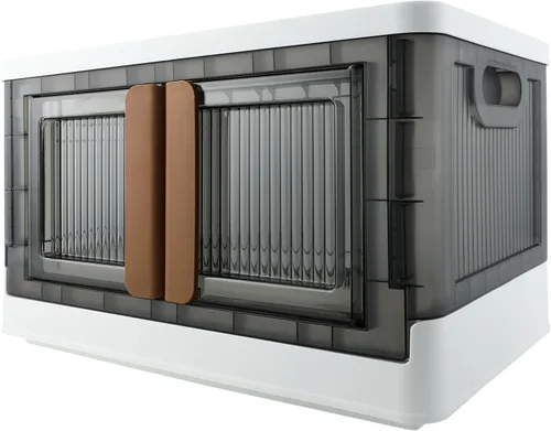 Vista 13 de Armario de almacenamiento con tapas, caja plegable, 8.4 galones (32L), con doble puerta y hebilla, plegable, debajo de la cama o uso de encimera