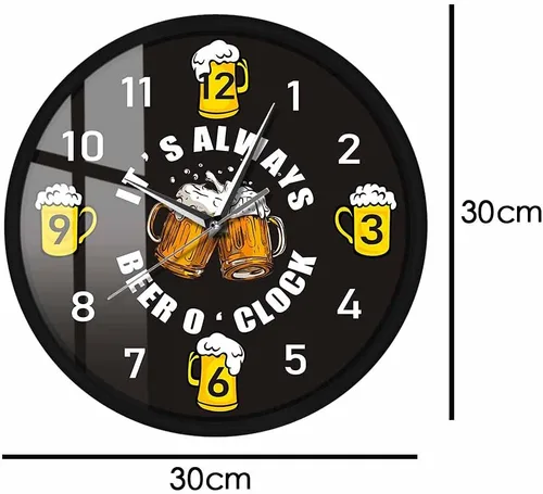Vista 3 de Geek Alerts Beer o'Clock - Reloj de pared de taberna con control de sonido, luz LED, amantes de la cerveza, bebedor de cerveza, marco de metal