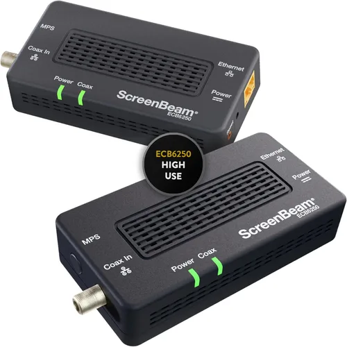 Vista 11 de ScreenBeam Adaptador de red MoCA 2.5 para Internet de mayor velocidad, Ethernet a través de coaxial, adaptador de complemento único para red MoCA