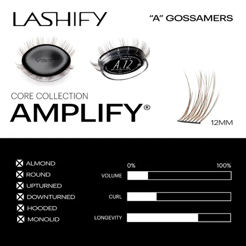 Vista 3 de Lashify Amplify - Extensiones de pestañas Gossamer de 0.47 pulgadas, color ceniza, pestañas postizas para un aspecto natural