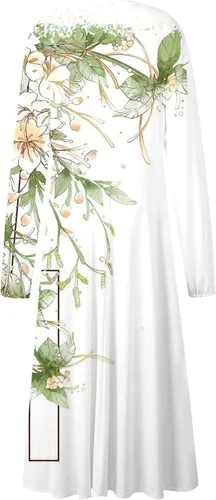 Vista 4 de ZPWSHI Vestidos para mujer otoño invierno casual moda cuello en V manga larga gradiente impresión vestido largo