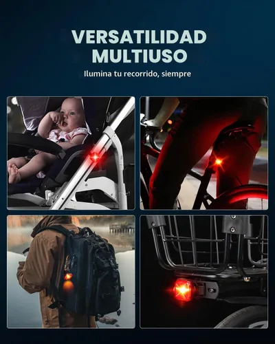 Vista 7 de ONVIAN Luz trasera de bicicleta para montaje en bastidor trasero de bicicleta, linterna LED recargable por USB, linterna de seguridad para bicicleta