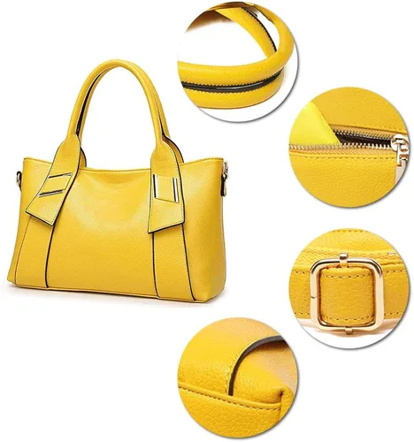 Vista 5 de TIBES Bolso de mano de cuero sintético de moda para mujer bolso amarillo