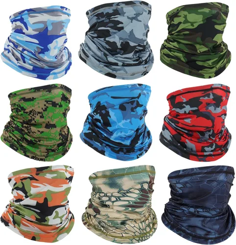 Vista 14 de Bufanda transpirable para el cuello, máscara facial para hombres y mujeres, senderismo, ciclismo, deportes, pesca, protección solar UV bandana