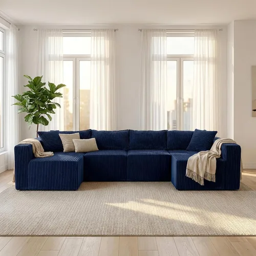 Vista 15 de Claiks - Sofá en forma de U de 128 pulgadas, sofá modular de gran tamaño Negro