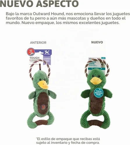 Vista 9 de Outward Hound Scrunch Bunch Duck Juguete Interactivo de Peluche con Sonido para Tirar para Perros Pato de racimo Scrunch