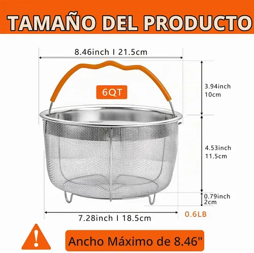 Vista 2 de Cesta de vapor de acero inoxidable para cocinar, accesorios de olla
