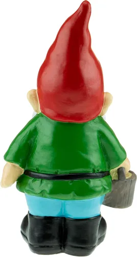 Vista 5 de Figura de gnomo de jardín de poliresina para adornos de césped, decoración de interiores o exteriores, 11 pulgadas de alto, cubo