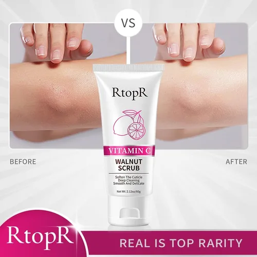 Vista 4 de RtopR Exfoliante facial, exfoliante de nuez para suavizar la cutícula, limpieza profunda, suave y delicada, piel brillante, todo