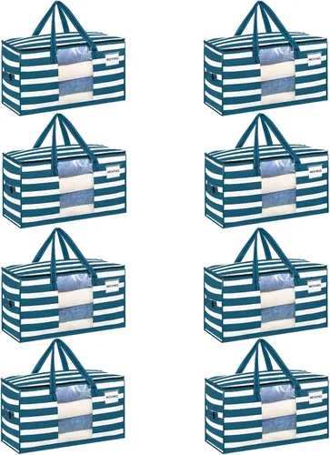 Vista 32 de VENO Paquete de 4 bolsas de mudanza resistentes, bolsas de almacenamiento de ropa y edredón con ventana transparente, suministros de embalaje