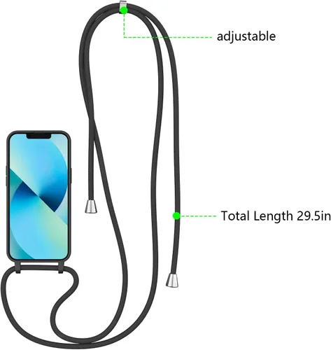 Vista 3 de ZTOFERA Funda para iPhone 14 Plus con correa, funda cruzada para teléfono con cordón ajustable para el cuello para el hombro, silicona suave a
