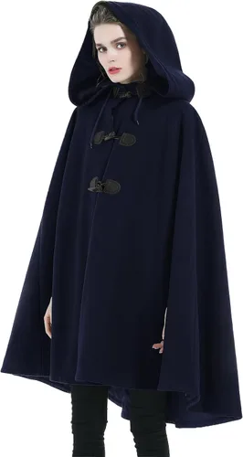 Vista 6 de Capa con capucha para mujer, estilo vintage, talla grande, para invierno