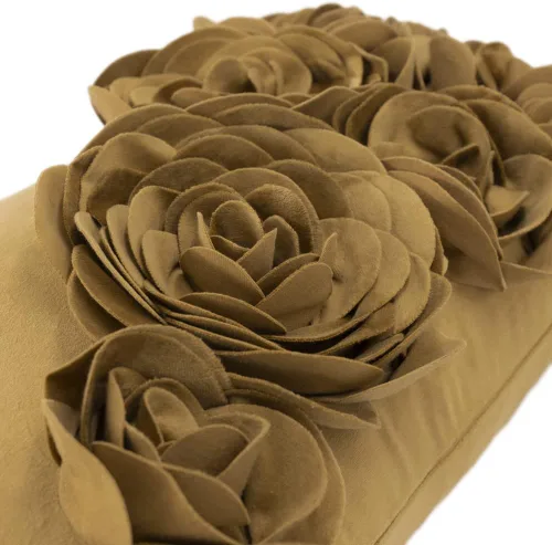 Vista 3 de JWH Funda de almohada decorativa de flores 3D, hecha a mano, funda de almohada floral de terciopelo suave, cojín lumbar para cama, sala de estar