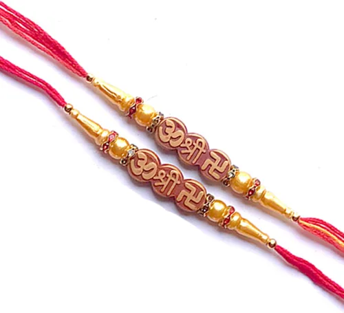 Vista 4 de Juego de 3 pulseras Rakhi Raksha Bandhan hechas a mano Rakhee Raksha Bandhan Raksha Bandhan regalo de color y diseño pueden variar