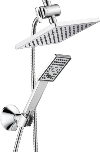 Vista 15 de BRIGHT SHOWERS Cabezal de ducha de lluvia con rociador de mano, juego de cabezal de ducha de lluvia de 8 pulgadas con manguera de 60 pulgadas, juego