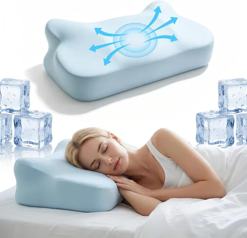 Vista 11 de Almohada cervical para el cuello para aliviar el dolor, almohadas ortopédicas de contorno de espuma viscoelástica refrescante para dormir de espalda