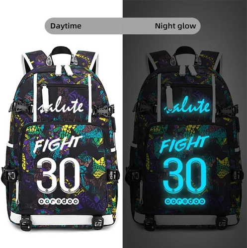 Vista 2 de Jugador de fútbol M-essi Luminoso Multifunción Mochila Viaje Fútbol Fans Bolsa Para Hombres Mujeres, Patrón azul - 01, Classic
