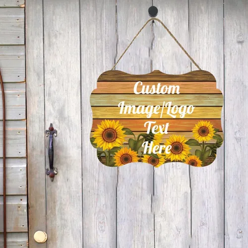 Vista 2 de Letrero de bienvenida de madera personalizado para puerta delantera, letrero personalizado para el hogar, decoración de puerta con imagen/texto COL-7