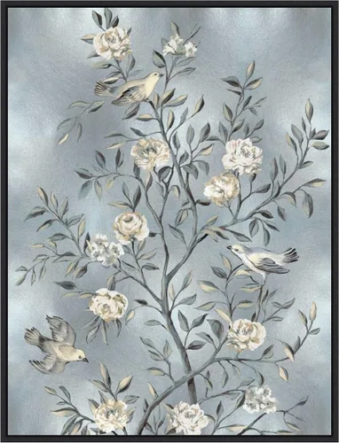 Vista 10 de Amanti Art Lienzo enmarcado para pared, 24 x 18 pulgadas, chinoiserie en plata III por Renee Campbell, lienzo enmarcado para pared, obras de arte