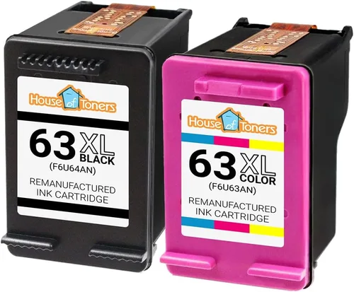 Vista 2 de Houseoftoners Cartucho de tinta remanufacturado para HP 63XL, repuesto de alto rendimiento para HP 63 XL Envy 4520 Deskjet 1112 2130 3630 3631 3632