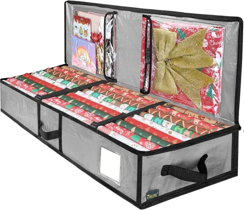 Vista 8 de BALEINE SOFT Bolsa de almacenamiento para papel de regalo de Navidad, bolsa de almacenamiento de papel de regalo de 40" duradera de PE