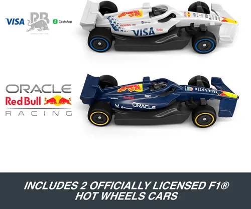 Vista 3 de Hot Wheels Racing Formula 1 Grid Start Track Set con 2 coches fundidos a presión