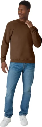 Vista 4 de Hanes Men's Sweatshirt, EcoSmart Fleece Crewneck Sweatshirt, Big & Tall Available, 1 or 2-Pack Marrón (Army Brown)
