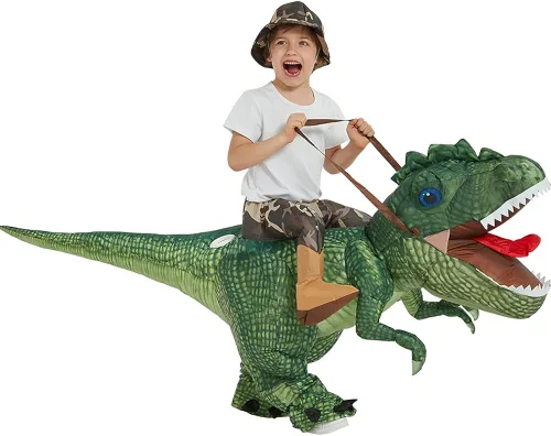 Vista 3 de One Casa - Disfraz inflable de dinosaurio para montar en T-Rex, divertido disfraz de Halloween para niños