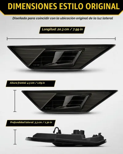 Vista 5 de Luz LED Blanca con Lente Ahumada para Marca Lateral Delantera Compatible con Honda Civic 10ª Generación 2016-2021 Sedán Coupé Hatchback