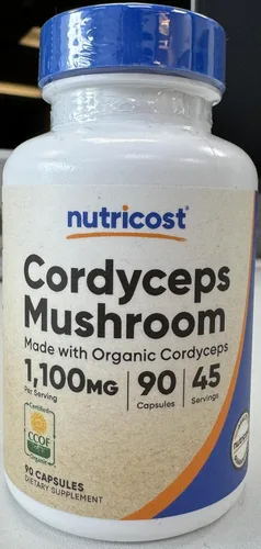 Vista 6 de Nutricost Cordyceps - Cápsulas de hongos de 1100 mg, 45 porciones – Certificado CCOF fabricado con orgánico, vegetariano, sin gluten, 550 mg por