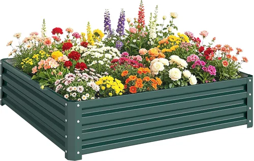 Vista 26 de Outsunny Kit de cama de jardín elevada galvanizada con barras de refuerzo, maceta de metal grande y alta para verduras, flores y hierbas, 6 x 3 x 2