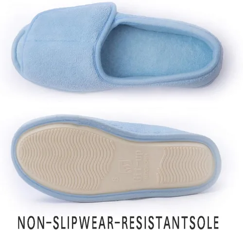 Vista 53 de Git-up -Pantuflas para mujer con diabetes/artritis/edema, cierre ajustable, espuma viscoelástica, punta abierta, extra ancha