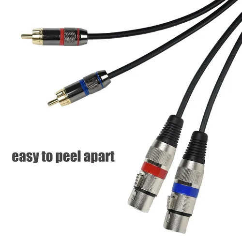 Vista 6 de Adaptador de cable de teléfono XLR doble hembra a RCA macho dual, 3.3 pies equilibrado XLRF de 3 pines a cable de altavoz RCA desequilibrado