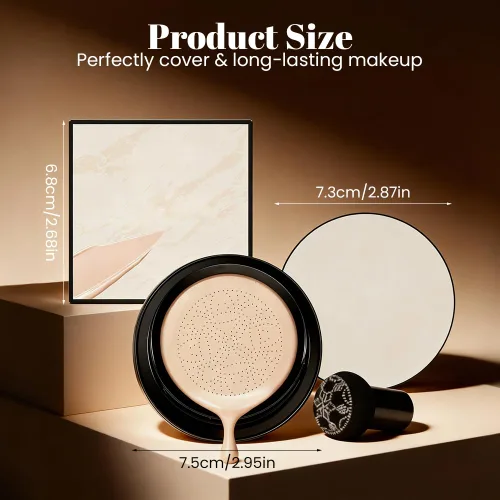 Vista 7 de Drkicsy Cojín de cabeza de hongo CC Cream, corrector de base acolchada para mujeres mayores, cobertura completa, base BB Cream corrector de tono