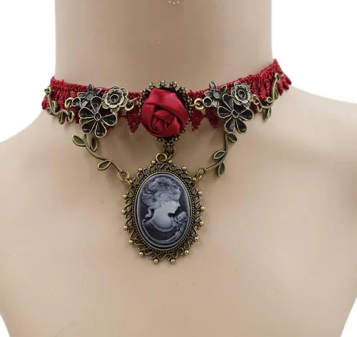 Vista 2 de Eternity J., collar vintage Lolita, estilo victoriano con colgante, gargantilla estilo victoriano con cadena de vampiro gótico eduardiano