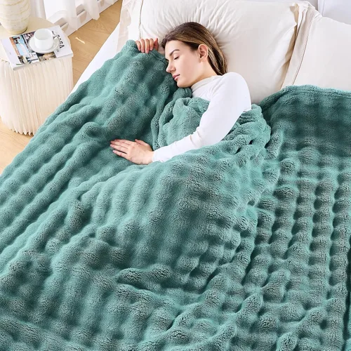 Vista 49 de NEWCOSPLAY Manta para Sofá Aqua Súper Suave de Franela Polar 3D Burbuja Ligera Manta de Cama para Uso en Todas las Estaciones (Aqua, Throw(50"x60"))