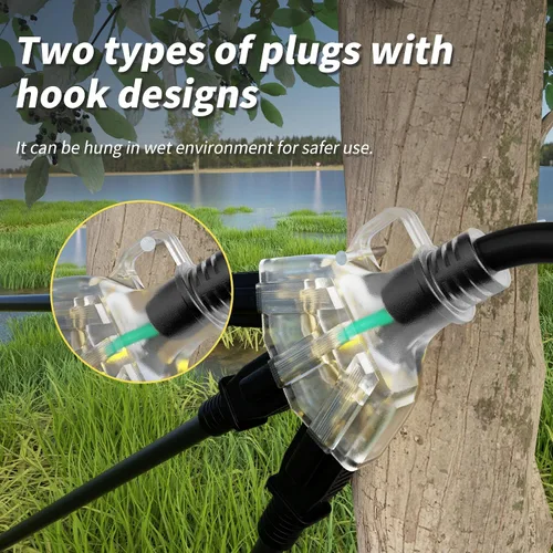 Vista 4 de PlugSaf - Cable de extensión para exteriores de 6 pies, 16/3 con múltiples