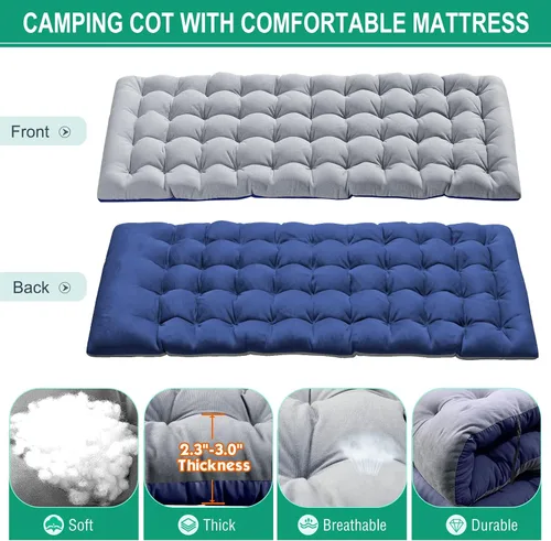 Vista 5 de Barbella Sillón plegable con colchón, cama plegable ajustable de 4 posiciones, cuna para patio, tumbona, perfecta para tomar el sol, campamento