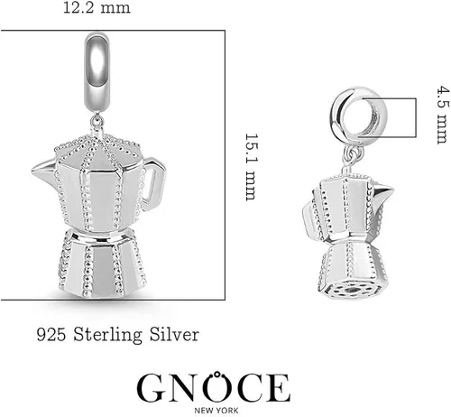 Vista 6 de GNOCE Rose Gold Pendant Charm for Women Sterling Silver Coffee Cup Dangle Charms for BraceletNecklace Christmas Jewelry Gift For Mom Sister Daughter