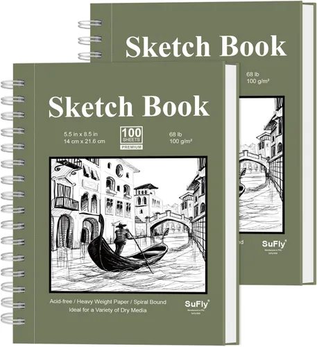 Vista 13 de Cuaderno de bocenas de papel negro SuFly 5.5 x 8.5, 60 hojas (90lb/150gsm) Papeles de artista para dibujo Papel negro para lápices