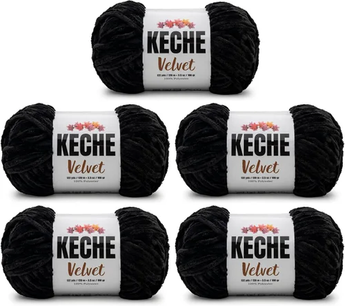 Vista 17 de Keche Hilo para ganchillo, hilo de terciopelo, chenilla suave, manta de bebé voluminosa amigurumi Yarn 3.53 oz (132 yardas) - Arona
