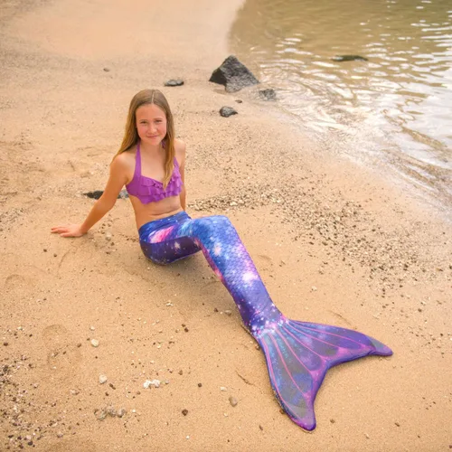 Vista 7 de Fin Fun Cola de sirena de edición limitada para nadar para niñas y niños sin monoaleta