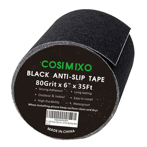 Vista 9 de COSIMIXO Cinta Antideslizante de Trabajo Pesado de 1" x 35 Pies, Mejor Fricción de 80 Grit, Agarre, Abrasiva para Escaleras Exterior/Interior Cinta